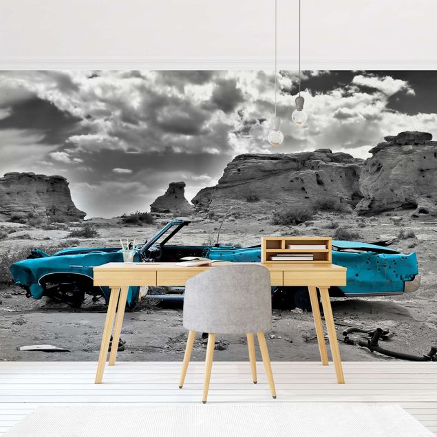 Contemporary wallpaper Turquoise Cadillac