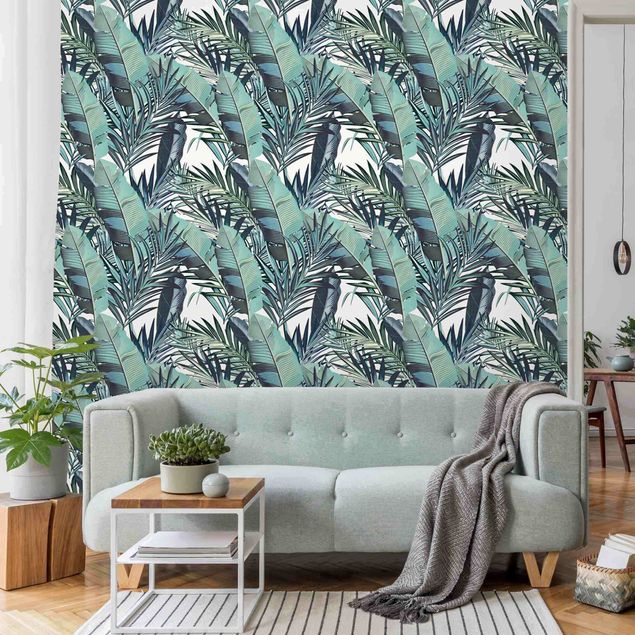 Wallpapers flower Turquoise Leaves Jungle Pattern