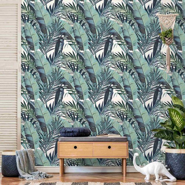 Wallpapers patterns Turquoise Leaves Jungle Pattern