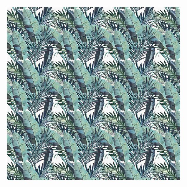Self adhesive wallpapers Turquoise Leaves Jungle Pattern
