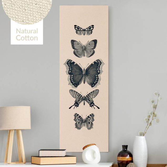 Kitchen Ink Butterflies On Beige Backdrop