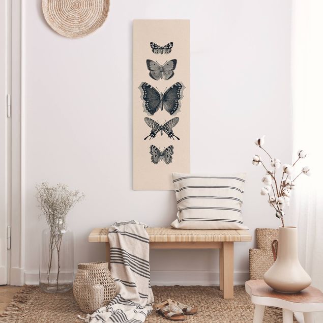 Butterfly canvas wall art Ink Butterflies On Beige Backdrop