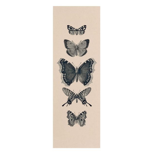 Prints modern Ink Butterflies On Beige Backdrop
