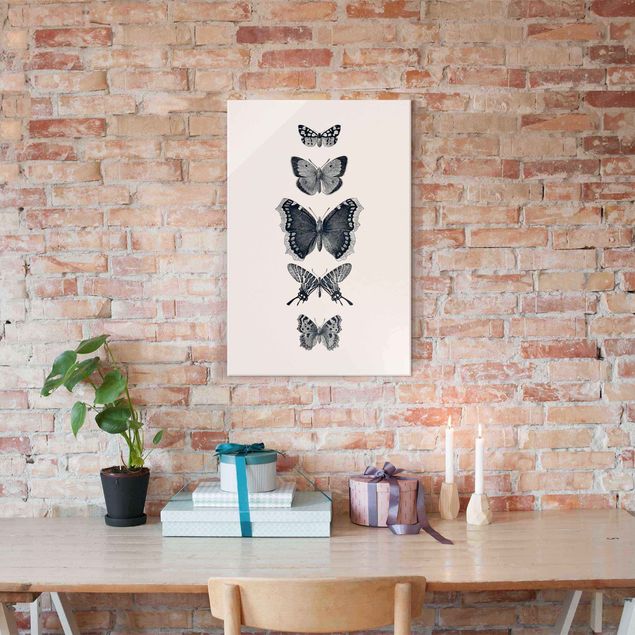 Butterfly framed art Ink Butterflies On Beige Backdrop