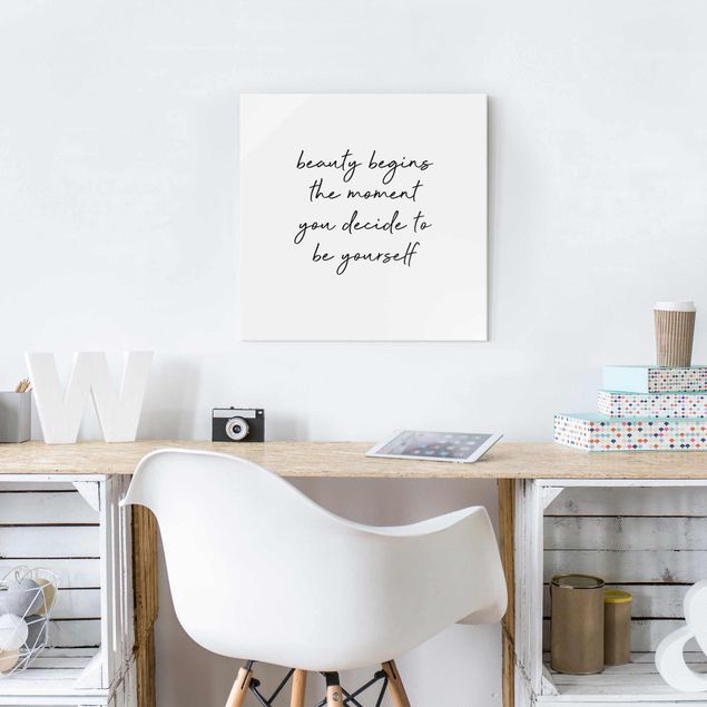 Canvas art Typography Beauty Begins Quote