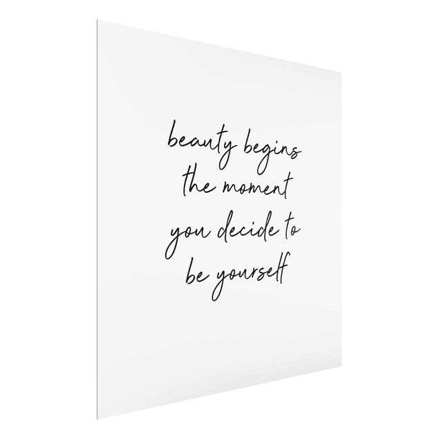 Black and white art Typography Beauty Begins Quote