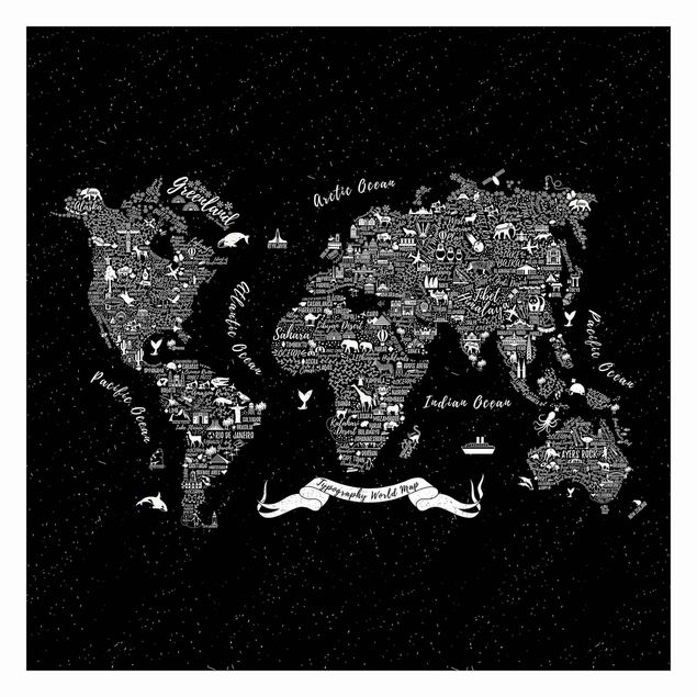 Wallpapers black Typography World Map Black