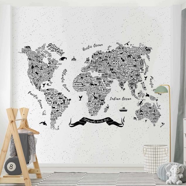 Wallpapers black and white Typography World Map White