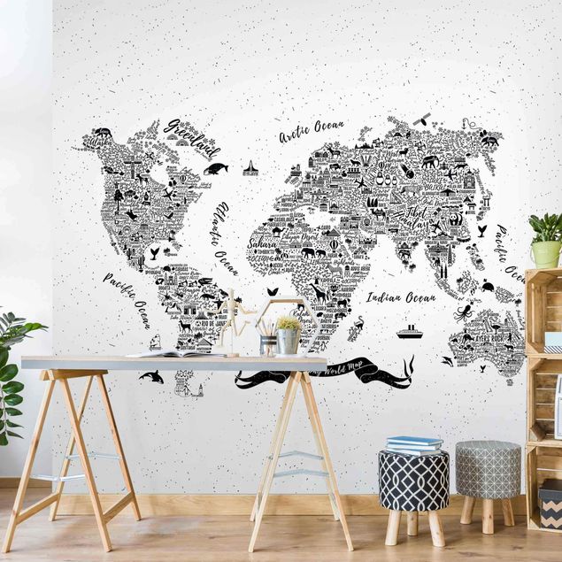Wallpapers modern Typography World Map White