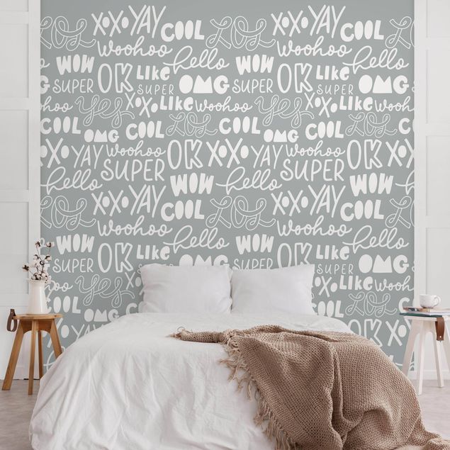 Wallpapers patterns Typography Hello Super Wow On Grey