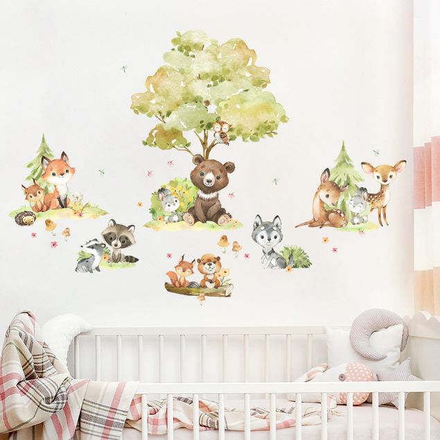 Kids room decor Forest Animal Friends Watercolour