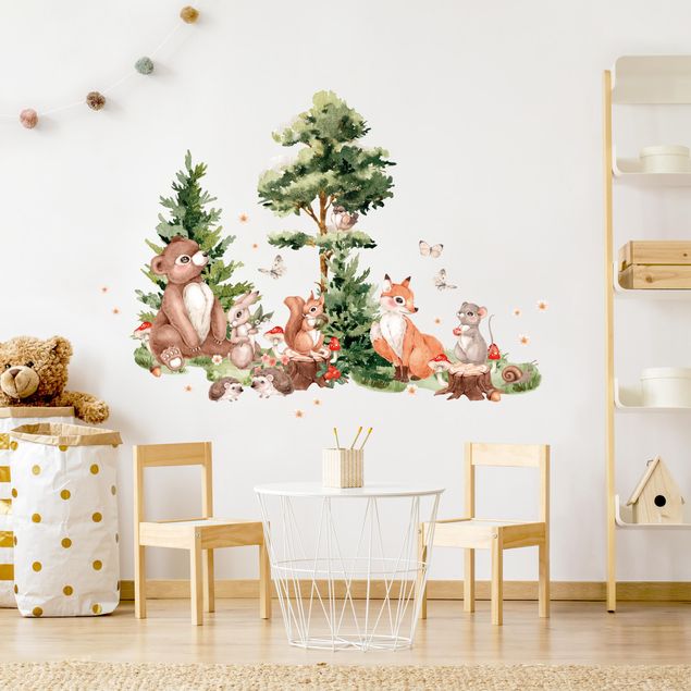 Wall stickers forest Gathering Of Forest Animals