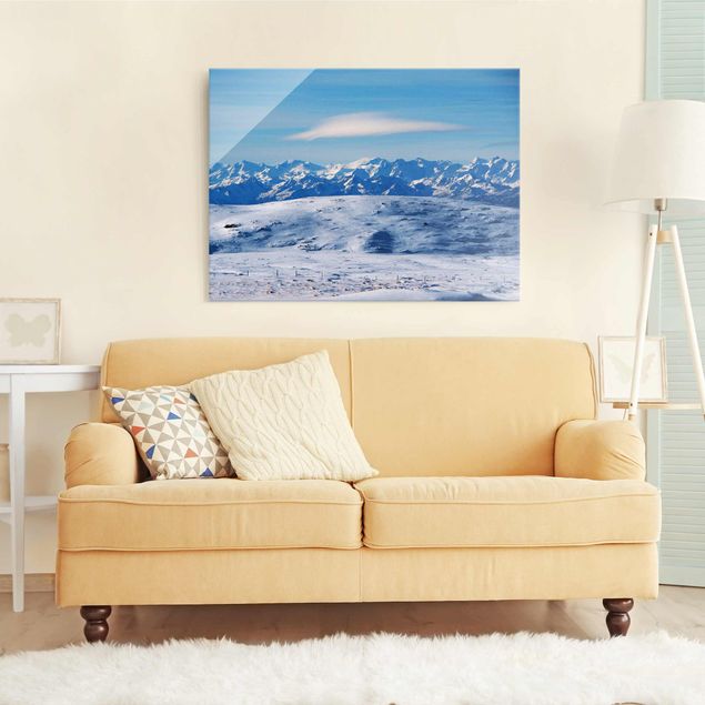 Glass prints mountain Snowy Mountain Landscape