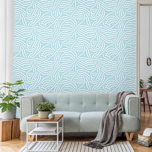 Wallpapers modern Playful Pattern With Lines And Dots In Light Blue