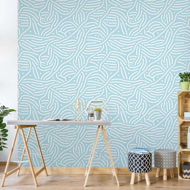 Wallpapers patterns Playful Pattern With Lines And Dots In Light Blue