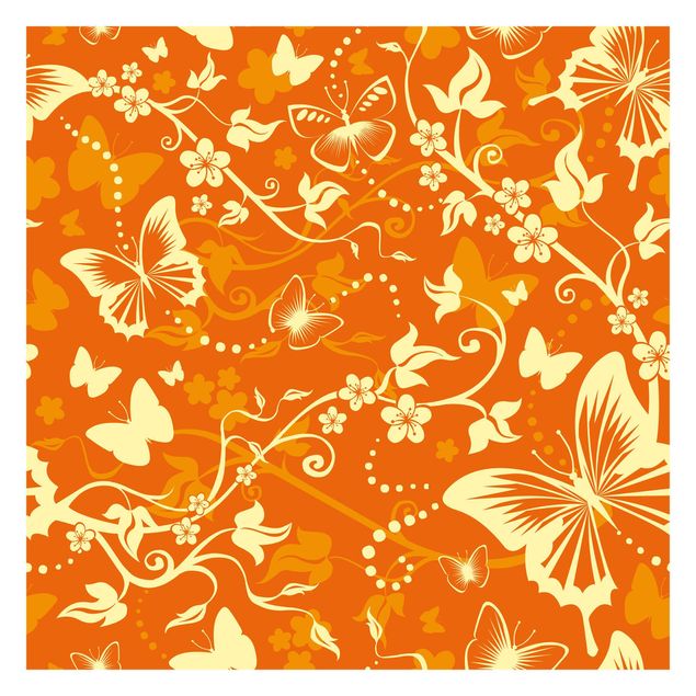 Orange colour wallpaper Enchanting Butterflies