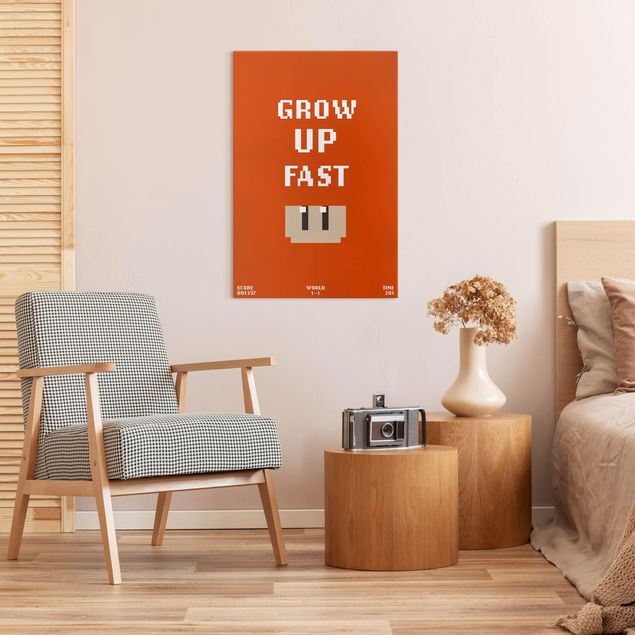 Canvas quotes Video Game Grow Up Fast In Red