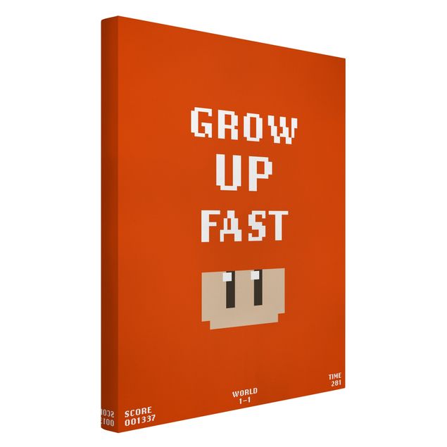 Red canvas wall art Video Game Grow Up Fast In Red