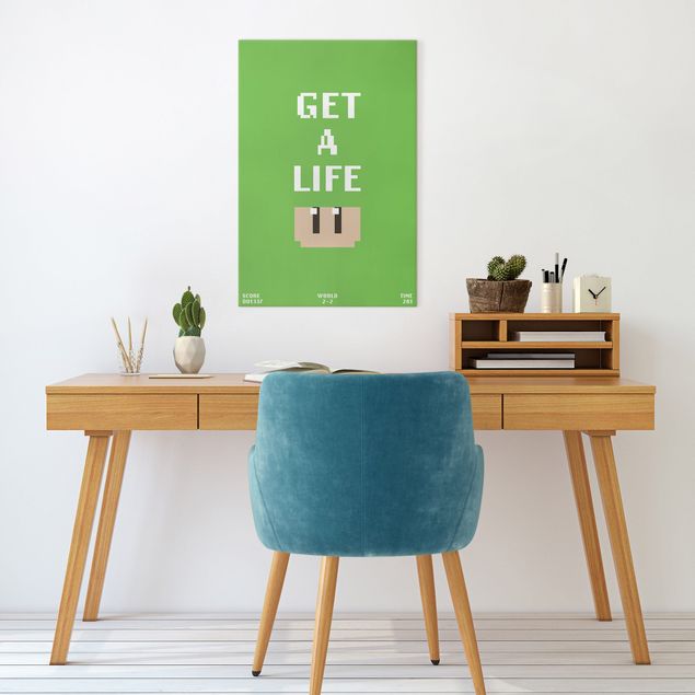 Contemporary art prints Video Game Text Get A Life In Green