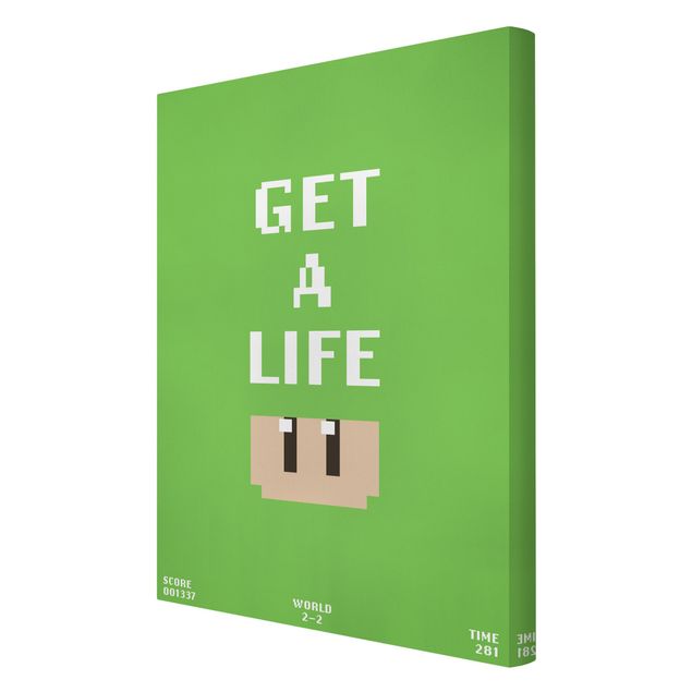 Canvas wall art Video Game Text Get A Life In Green