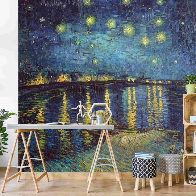 Paintings of impressionism Vincent Van Gogh - Starry Night Over The Rhone