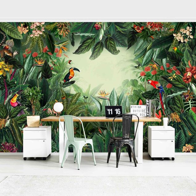 Wallpapers birds Vintage Colorful Jungle