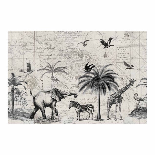 Wallpapers black and white Vintage Collage - Exotic Map