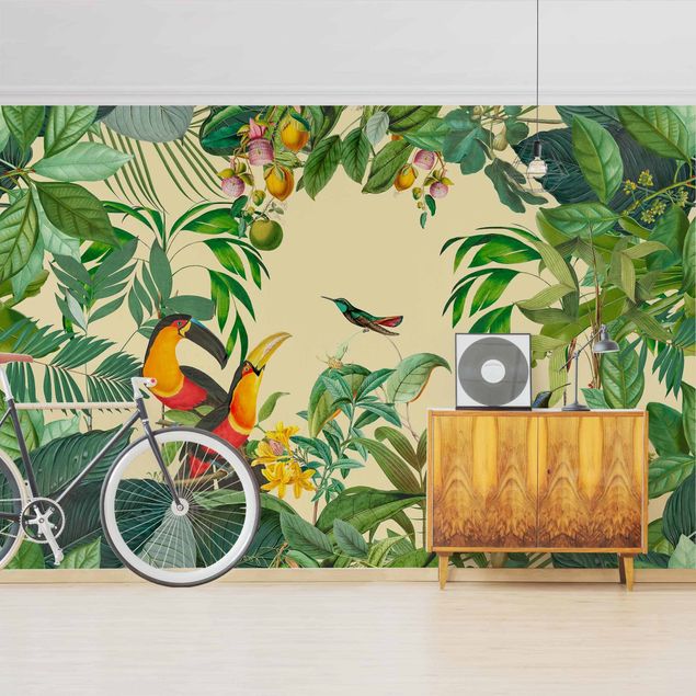 Wallpapers animals Vintage collage - birds in the jungle