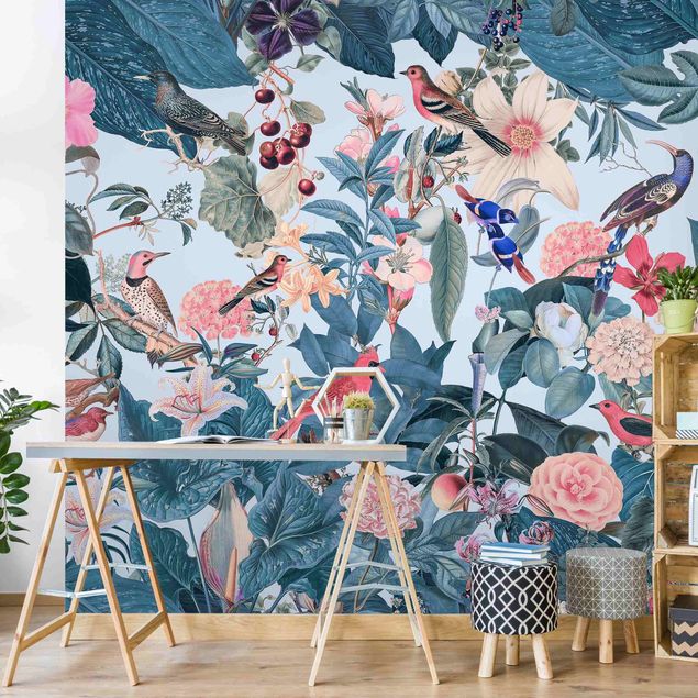 Wallpapers flower Vintage Collage -  Bird Species