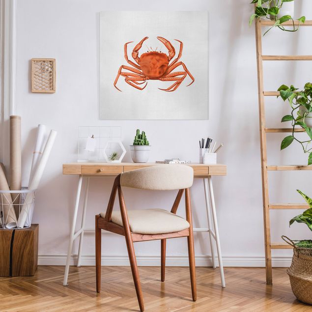 Landscape wall art Vintage Illustration Red Crab