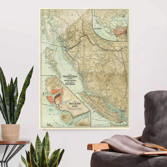 Kitchen Vintage Map British Columbia