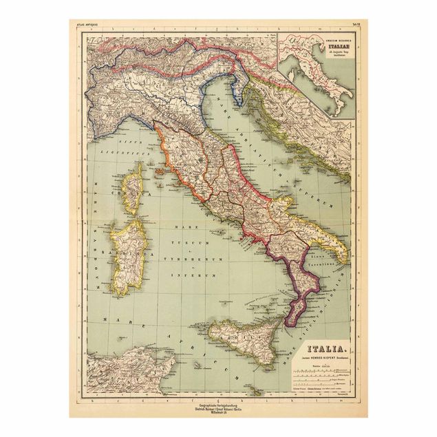 Prints multicoloured Vintage Map Italy