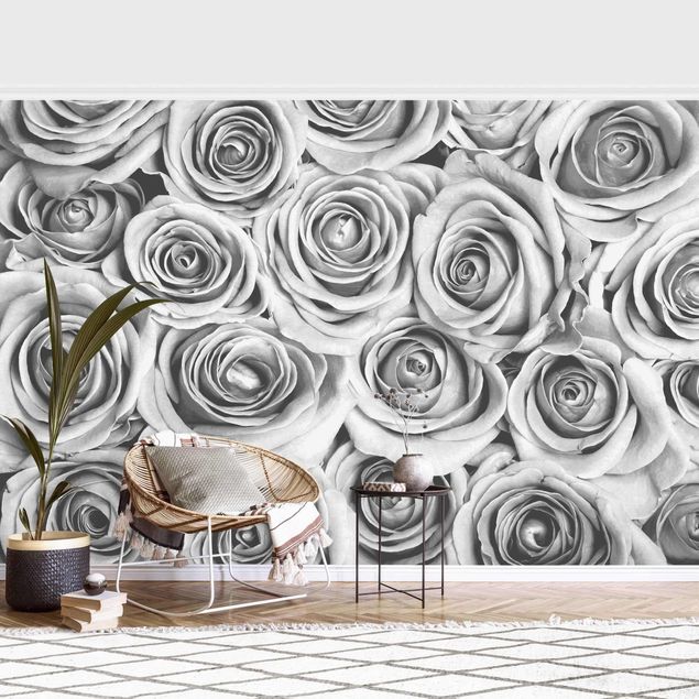 Rose flower wallpaper Vintage Roses Black And White