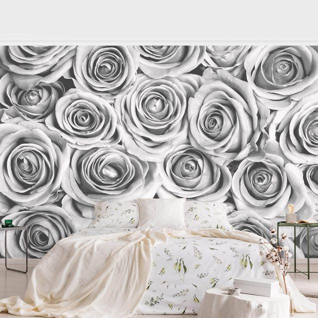 Black and white aesthetic wallpaper Vintage Roses Black And White