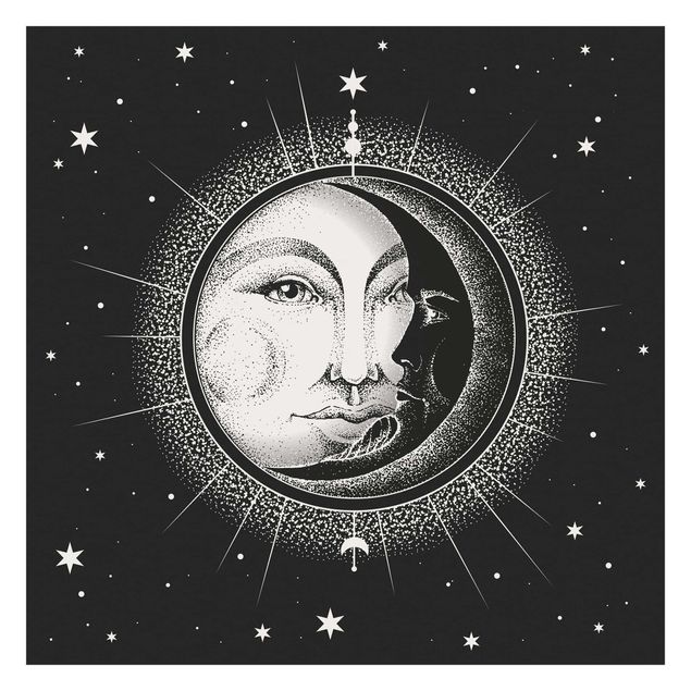 Adhesive wallpaper Vintage Sun And Moon Illustration