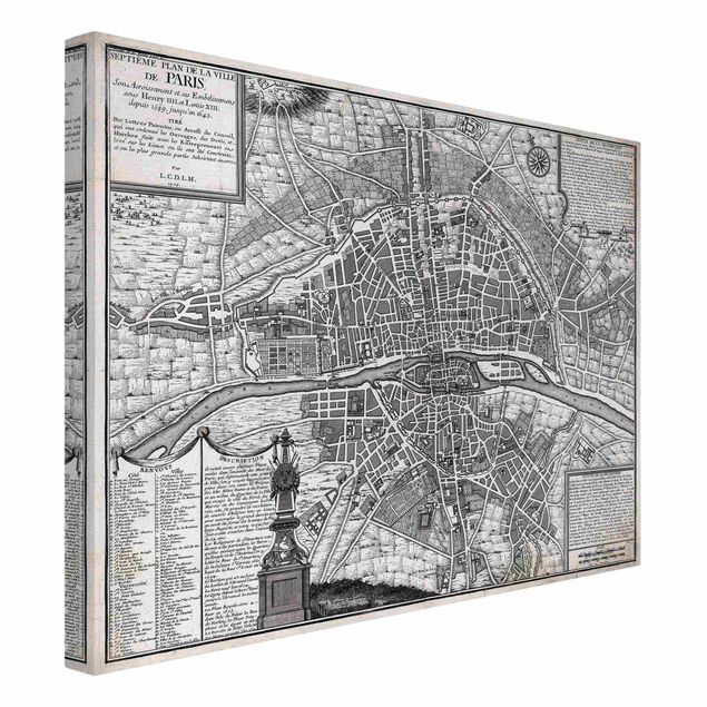 Art prints Vintage Map City Of Paris Around 1600