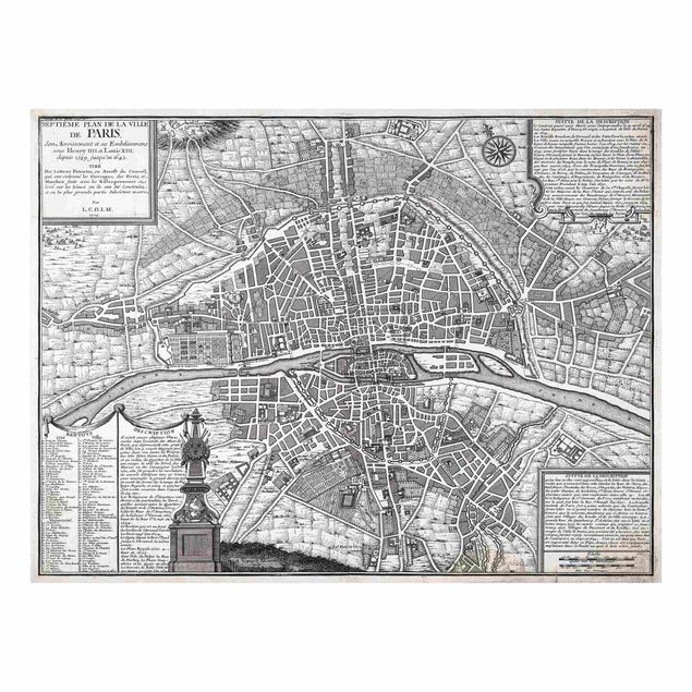 Art prints Vintage Map City Of Paris Around 1600