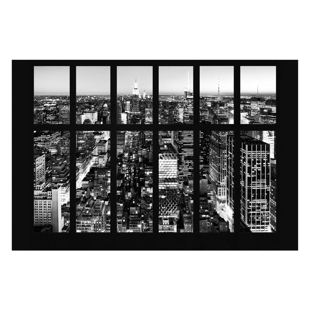 Adhesive wallpaper Window View Manhattan Skyline In Black And White