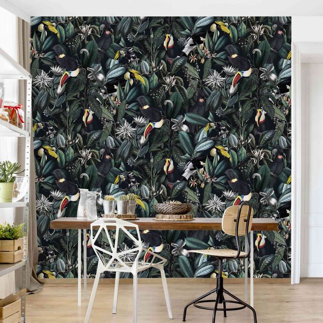 Modern wallpaper designs Birds In Dark Botany