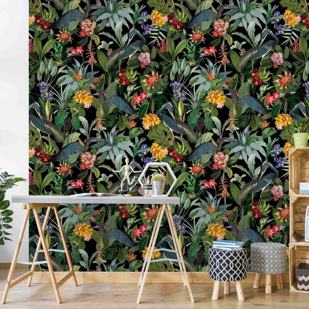 Wallpapers birds Birds With Tropical Flowers