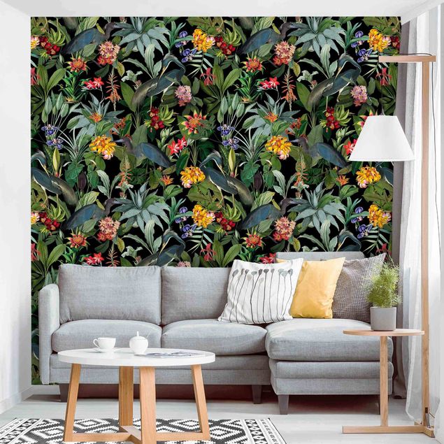 Wallpapers flower Birds With Tropical Flowers