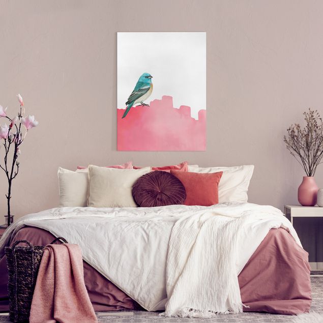 Animal wall art Bird On Pink Backdrop