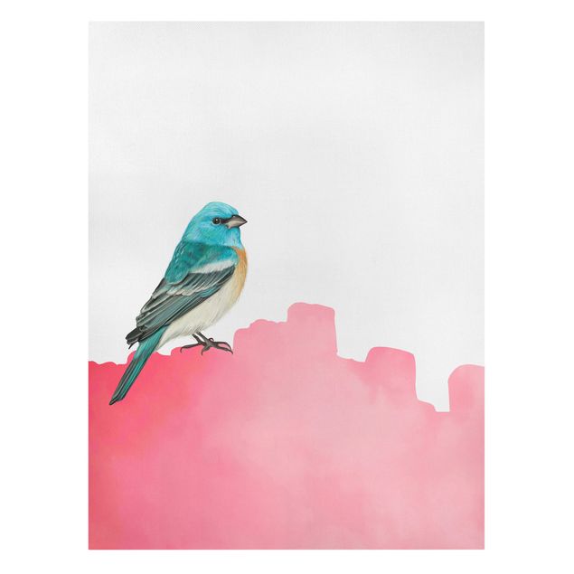 Canvas prints animals Bird On Pink Backdrop
