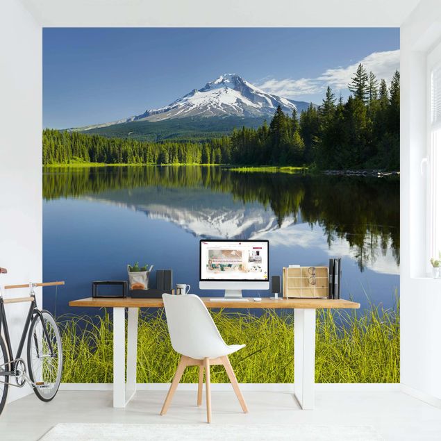 Modern wallpaper designs Volcano With Water Reflection