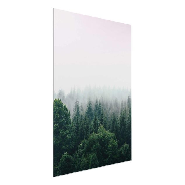Glass prints landscape Foggy Forest Twilight