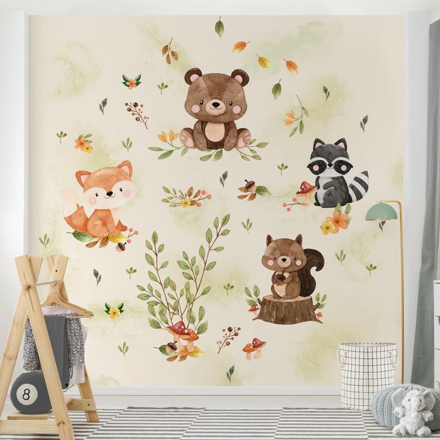 Wallpapers animals Forest Animals Autumn Bear Squirrel Raccoon