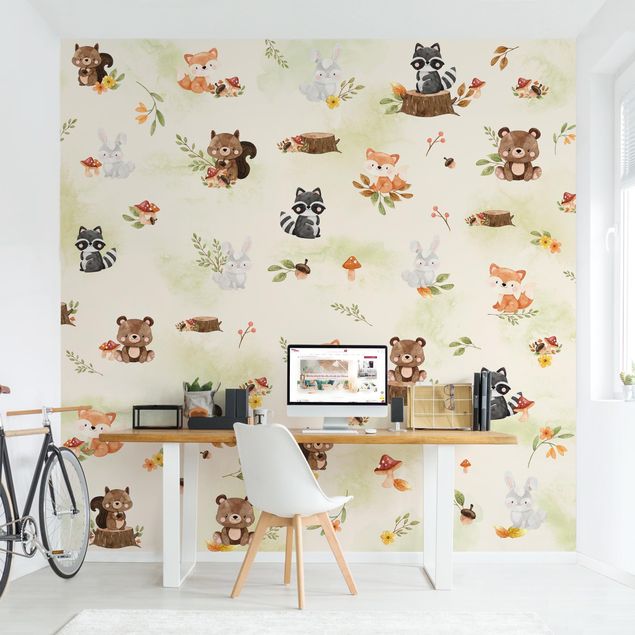 Contemporary wallpaper Forest Animals Autumn