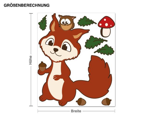 Nursery decoration Squirrel And Owl Illustration