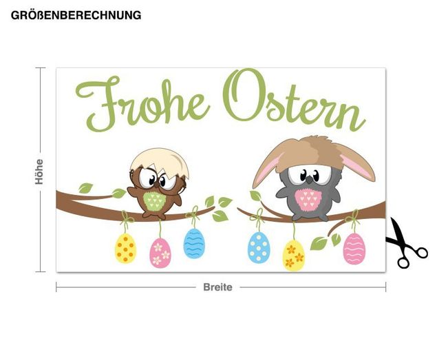 Nursery decoration Eulen wünschen frohe Ostern