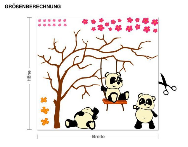 Nursery decoration Panda Friends Swinging On A Branch